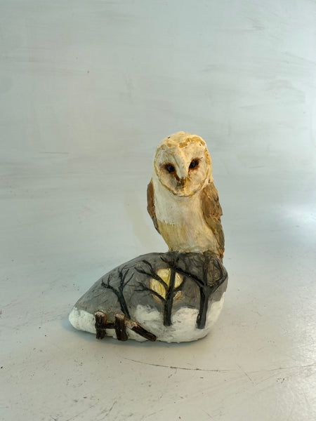 Owl on frosty hill
